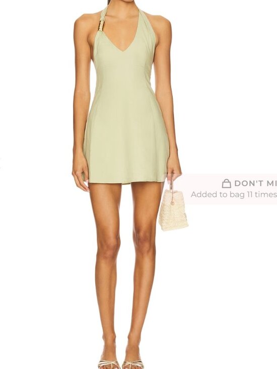 Sndys Dresses & Skirts - SNDYS Oskar Mini Dress Pear Green Halter Cotton NWT Vacation XS